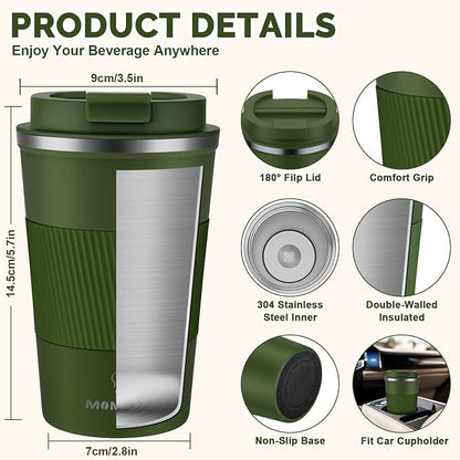 MOMSIV 12oz Travel Coffee Mug, Insulated Coffee Cup - Image 2