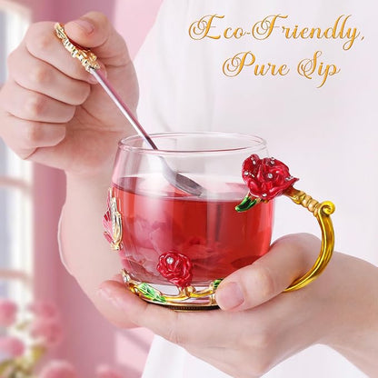 Women Glass Tea Coffee Pretty Cup Cute Mug Tween College Country Girl 18 19 - Image 2