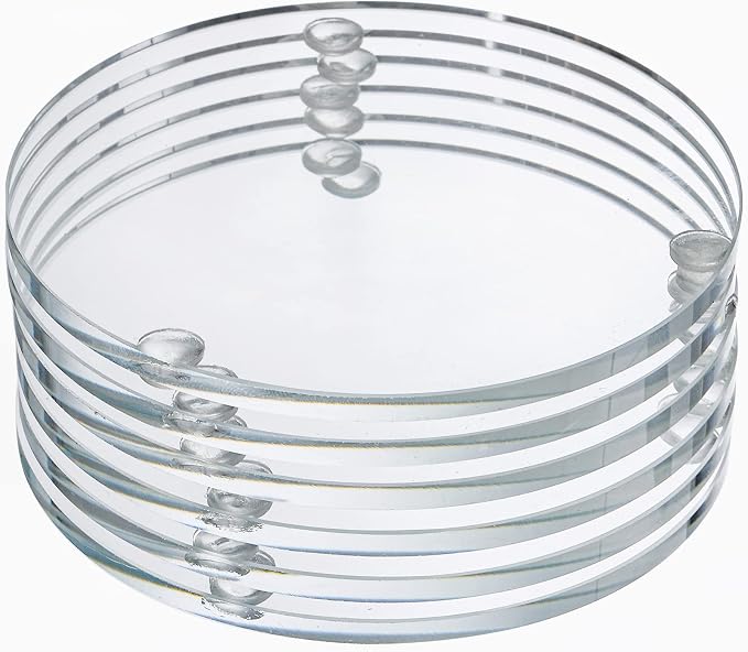 Set of 6 Round Glass Drink Coasters, 3.5 Inch Crystal Coasters Decorative Glass by YOUEON