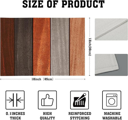 Giwawa Rustic Wood Placemats Set of 4- Fall Thanksgiving Orange Wooden Board Linen Place Mat 12x18 Inch- Farmhouse Country Style Washable Non-Slip Table Mats for Kitchen Dining Cabin Decor