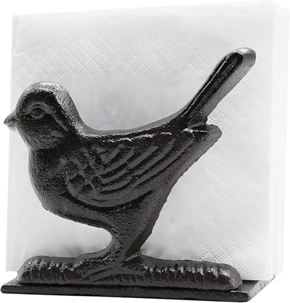 Exquisite Vintage Cast Iron Napkin Holder With Playful Standing Animal Motif - Birdie Napkin Holders are suitable for kitchens, restaurants, and parties