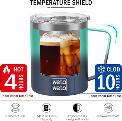 WETOWETO 14 oz Coffee Mug Set, Vacuum Insulated Camping Mug - Image 4