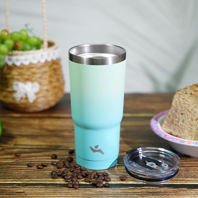 Konokyo 30 oz Tumbler with Handle and Straw, Insulated Travel Mug | Mint; - Image 6
