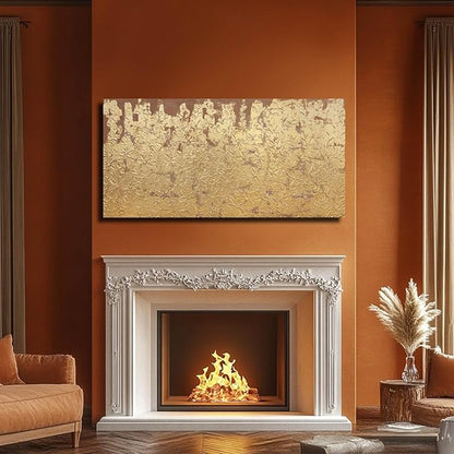VAYIMDH Modern Canvas Wall Art Wall Decorations for Bedroom Floral Wall Painting 24"x48" Gold Foil Hand Painted Pictures for Kitchen