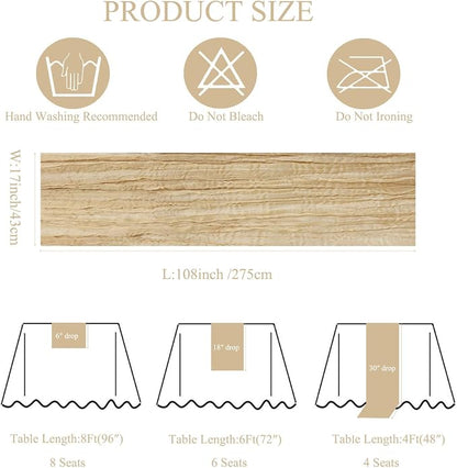 3Pack Beige Cheese Cloth Table Runner, 17 x 108 inch Beige Table Runners | - Image 3