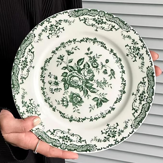 Ceramic Dinner Plates, 7.9 Inch Floral Decorative Plates, Microwave & by Unknown
