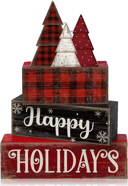 Moucuny 4 Pcs Christmas Table Decor Wooden Tree Decoration Christmas by Moucuny