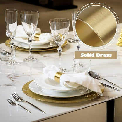 Solid Brass Napkin Rings Set of 6 Natural Brass Color Ring Retro Style Dining - Image 5