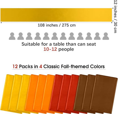 Aneco 12 Pack Satin Table Runner 12 x 108'' Fall Long Wedding Table Runner | - Image 2