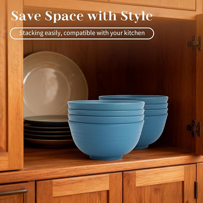Bowls for Kitchen 8 PCS, Unbreakable Wheat Straw Bowl 26 OZ, Alternative to - Image 7