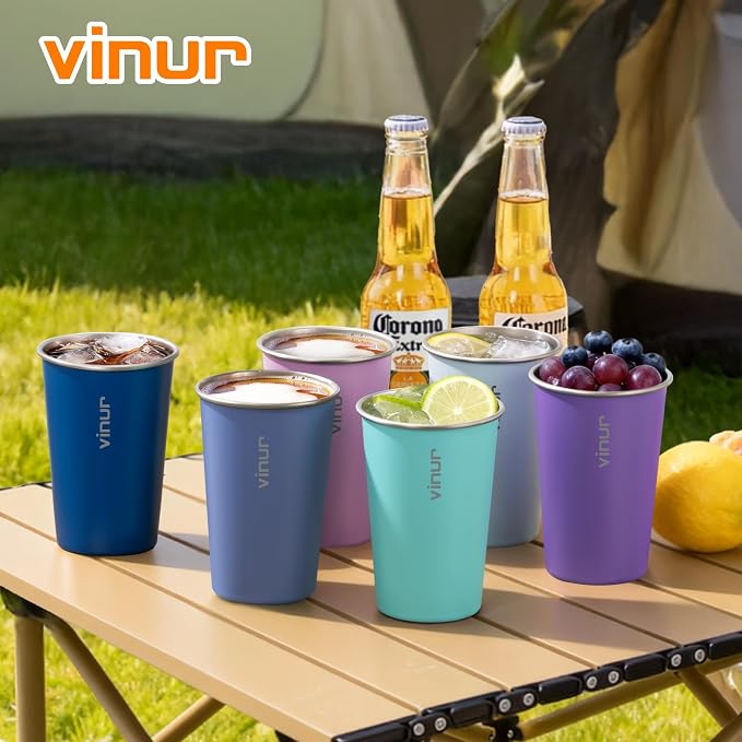 16 oz Stainless Steel Pint Cups-Stackable Metal Drinking Glasses 6 Pcs | - Image 2