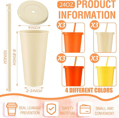 Skylety 12 Pcs Orange Plastic Cups - Image 3