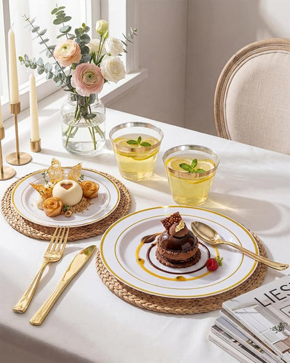 bUCLA 300PCS Gold Disposable Dinnerware Set - Image 3
