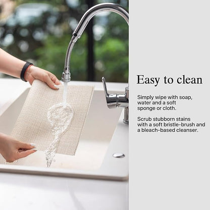 Placemats Set of 8 - Easy Clean Woven Vinyl Placemat for Dining Table, Indoor/Outdoor Place Mats, Washable PVC Table Mats（Beige）