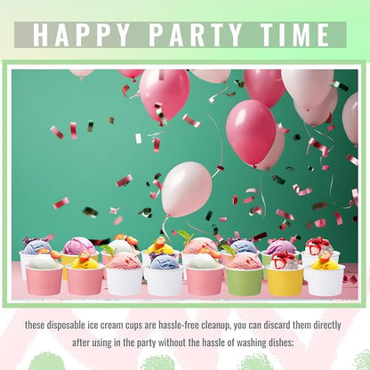 Jingmore Paper Ice Cream Cups 9oz Colored Disposable Dessert Bowls - Image 7