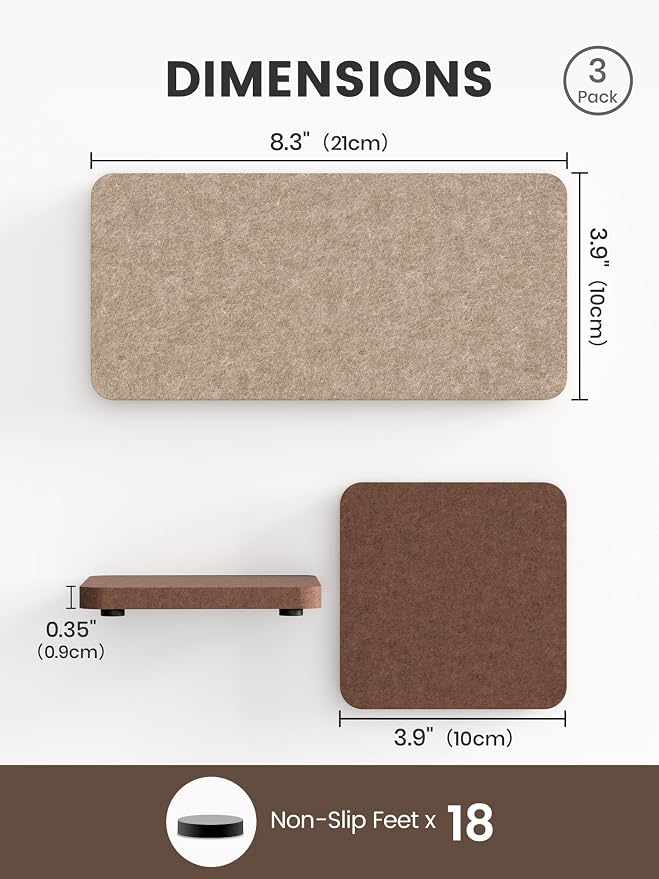 Fluxynara Felt Coasters for Drinks, Mixed Sizes, Taupe & High Coffee | 8 x 4 - Image 2