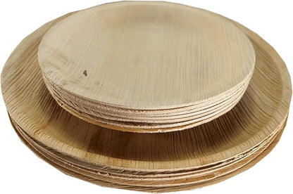 Harshu Areca Round Flatware - 20 Pack, Biodegradable Palm Leaf Plates, Eco-Friendly Disposable Tableware for Parties, Events, and Catering (Round Plate, 7" (18cm) - 20 Pack)
