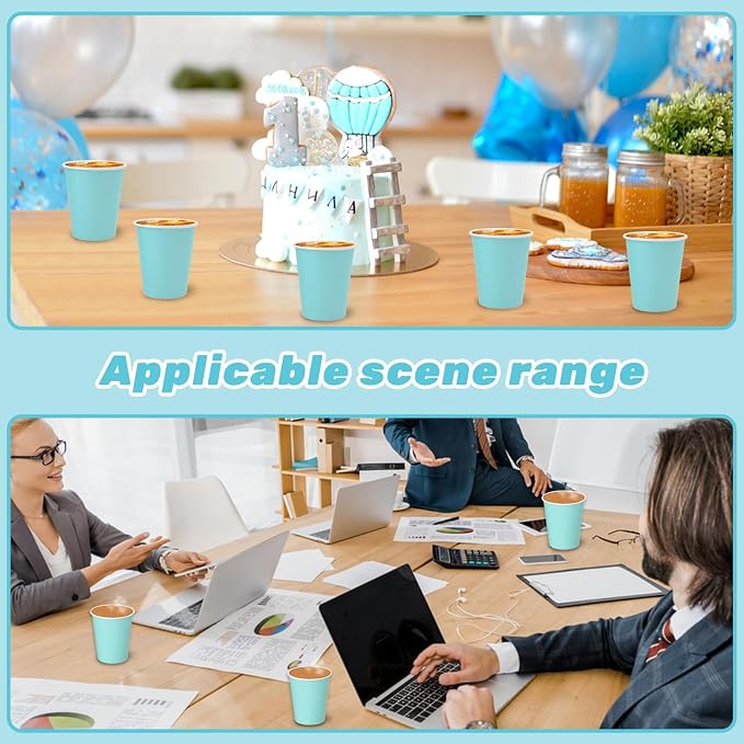 50 Pack 8 oz Disposable Paper Cups, Paper Coffee Cups-Light Blue | Beverage Cups - Image 7