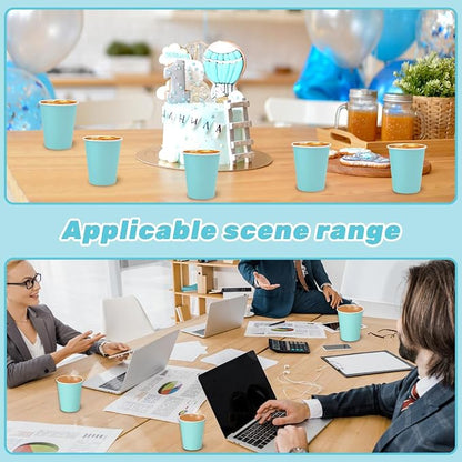 50 Pack 8 oz Disposable Paper Cups, Paper Coffee Cups-Light Blue | Beverage Cups - Image 7