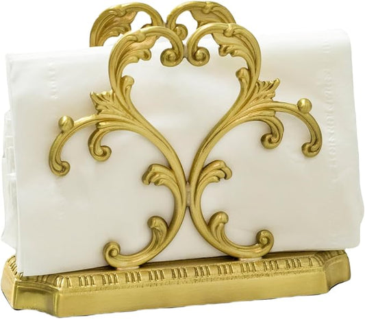 Luxurious Gold Napkin Holder for Table,Brass Napkin Holders for Paper Napkins & Kitchen Dining & Countertops, Cocktail Upright Napkin Holder Dispenser Suitable for All Room Decors
