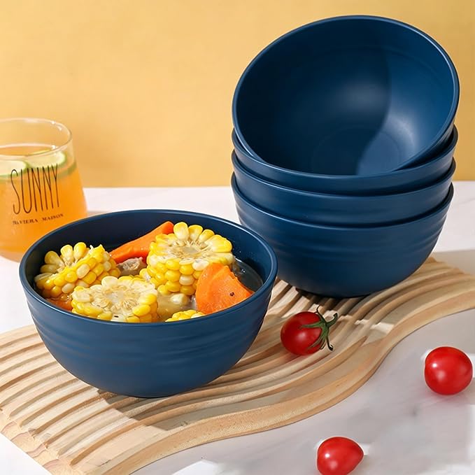 Unbreakable Wheat Straw Cereal Bowls Set of 6, 24 oz Microwave and Dishwasher - Image 4