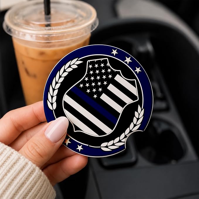 Police Car Coasters Set of 2 – God Bless The Police Prayer Ceramic Cup Holder - Image 7