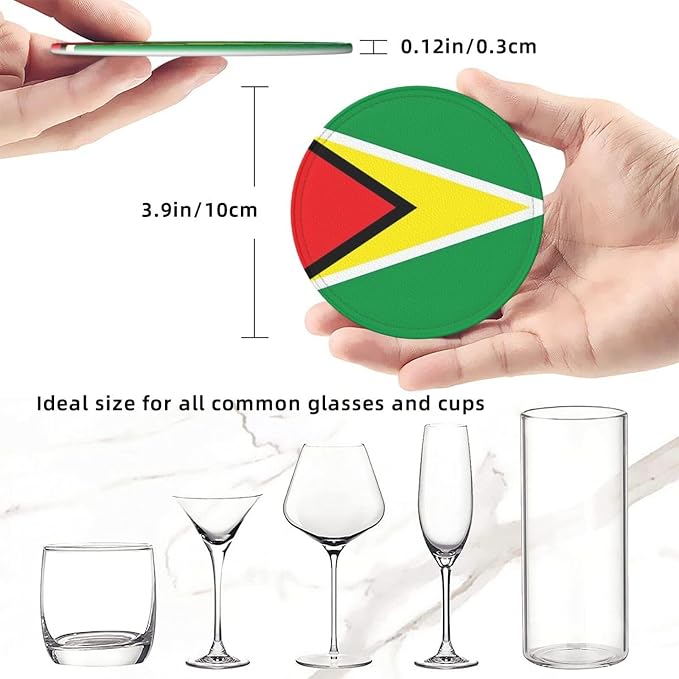 6 Pack Guyana Flag Leather Coaster - Image 4