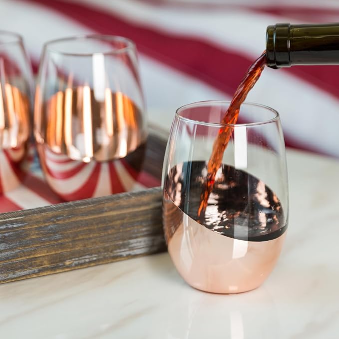MyGift Stemless Wine Glasses Set of 4 - Image 7