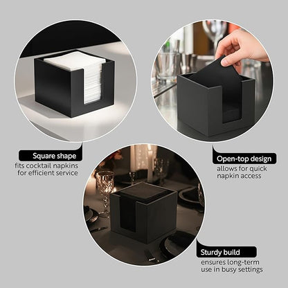 Restaurantware 5.5 x 4 Inch Cocktail Napkin Holder 1 Square Flat Napkin Holder - For Bars Kitchen Tables or Countertops Sturdy Black Bamboo Tissue Napkin Holder Dining Room Decor