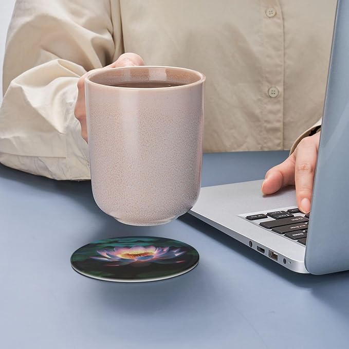 6Pcs PU Leather Coaster for Drinks, Lakeside Flowers Cup Coasters - Image 6
