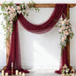 Pearl Table Runner Gauze Sheer 19FT Wedding Draping Fabric Decor | Burgundy by Socomi