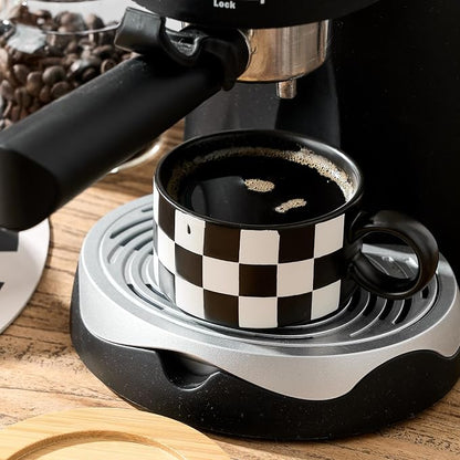 LUKA 6 Ounce Ceramic Stackable Black and White Checkered Espresso Cups - Image 7