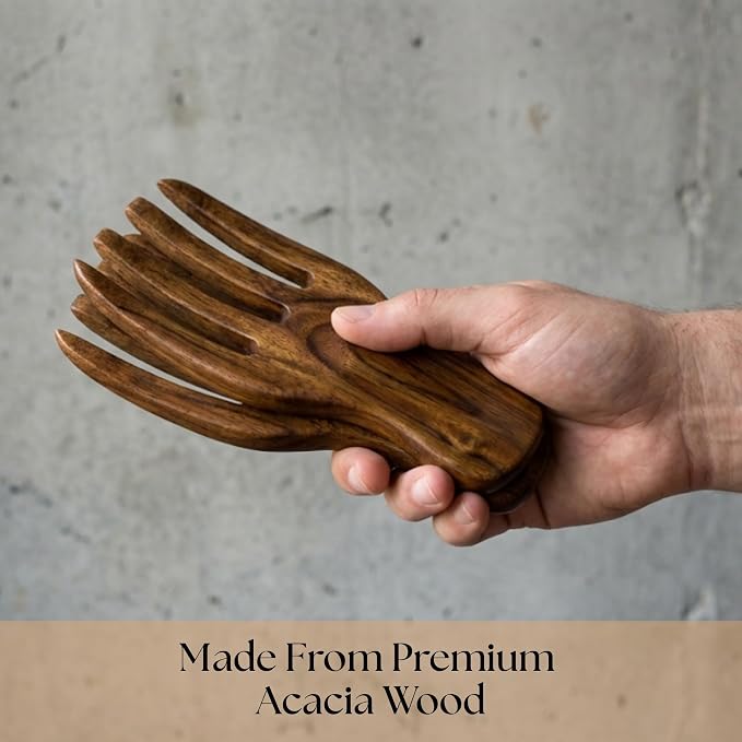 Salad Hands - Set of 2 Acacia Wood Salad Servers - Image 4