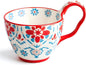 25oz Ceramic Soup Bowl with Handle – Handcrafted Floral Pottery Cereal & Ramen Bowl – Large Microwave & Dishwasher Safe Decorative Bowl for Everyday Use or Gift (Crimson Frost, 20oz)