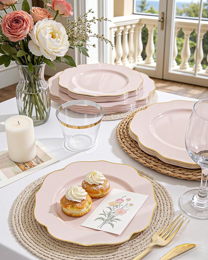 bUCLA 180PCS Pink Plastic Plates - Image 5