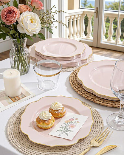 bUCLA 180PCS Pink Plastic Plates - Image 5