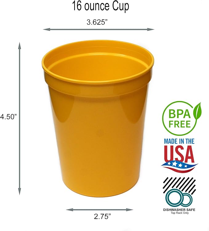 Rolling Sands 16 oz. Reusable Plastic Stadium Cups, 8 Pack, Made in USA - Image 2