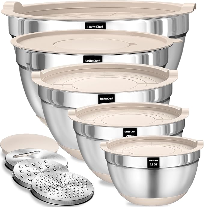 Umite Chef Mixing Bowls with Airtight Lids Set, Non-Slip Bottoms, 1.5QT by UmiteChef