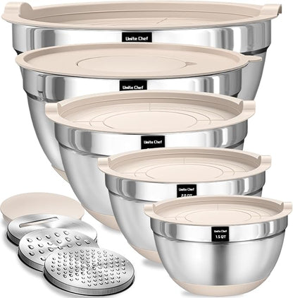Umite Chef Mixing Bowls with Airtight Lids Set, Non-Slip Bottoms, 1.5QT by UmiteChef