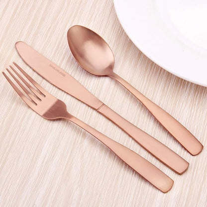 Matte Rose Gold Silverware Set, 20-Piece Stainless Steel Flatware set, - Image 6