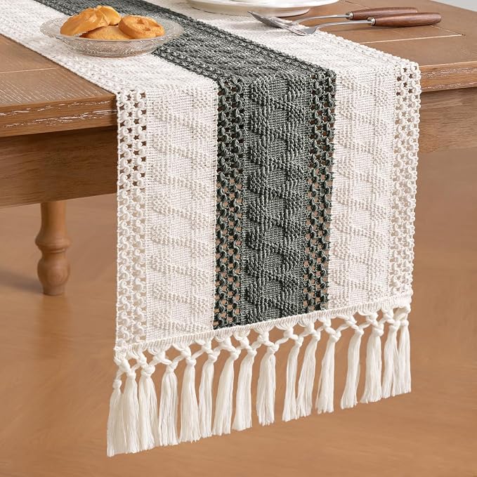 Boho Table Runner Summer Farmhouse Rustic Dining Dresser Scarf Home Decor | - Image 4