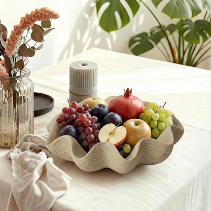 Scalloped Decorative Bowl, 12.6" Shell Ruffle Fruit Bowl Home Decor | Modern - Image 6