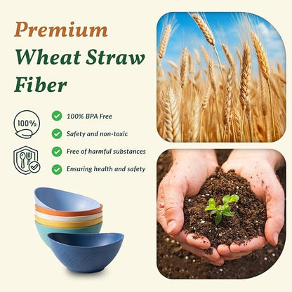 Wheat Straw Bowls 26 OZ Oval Serving Bowls 6 PCS Unbreakable Plastic Cereal - Image 3