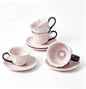 KOOV Latte Cup and Saucer Set of 4, Vintage Hand-Painted 10 oz Ceramic by KOOV
