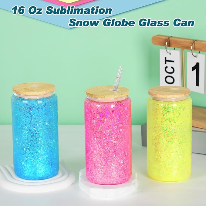6 Pack 16 Oz Sublimation Snow Globe Tumbler, Snow Globe Cups - Image 5