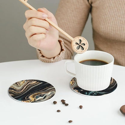 Black Gold Marble Style Coasters Set of 6 Coasters - Image 6