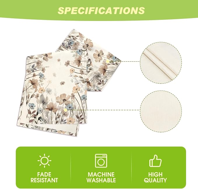 Artoid Mode Brown Poppy Flowers Floral Blossom Summer Table Runner, Fall - Image 5