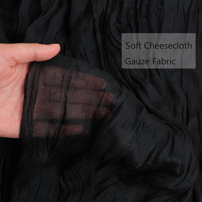 Snowkingdom 10 Ft Black Cheesecloth Table Runner, 120 inch Long Cheese Cloth - Image 3