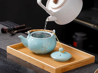 Japanese Tea Set with 1 Teapot, 6 Tea cups, 1 Tea Tray, 1 Stainless Infuser - Image 5