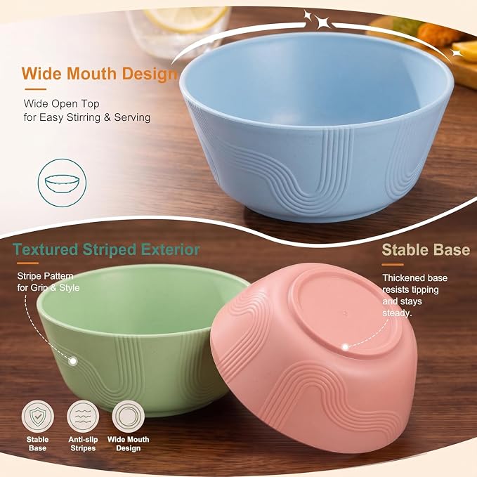 PYRMONT Big Salad Bowl Wheat Straw Bowls Alternative Big Plastic Bowls - Image 3